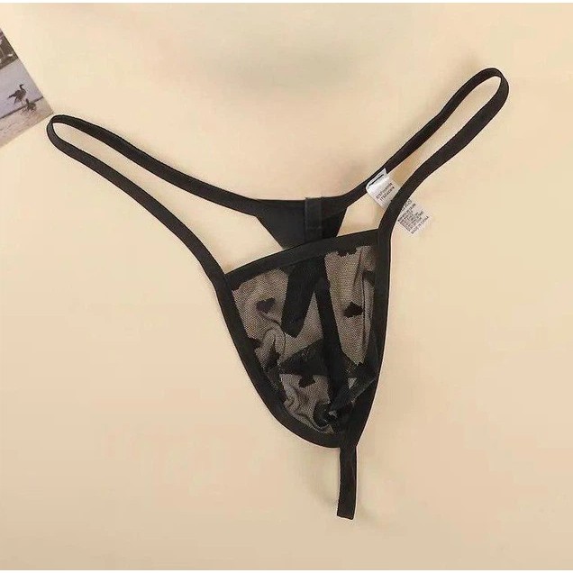 Tanga masculino de malla transparente - diseño negro elegante