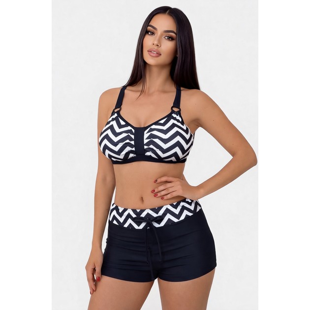 Zweiteiliger Fuba Badeanzug mit Shorts in Schwarz