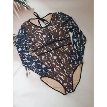 Women's Brown One-Piece Swimsuit with SPF-35 Protection