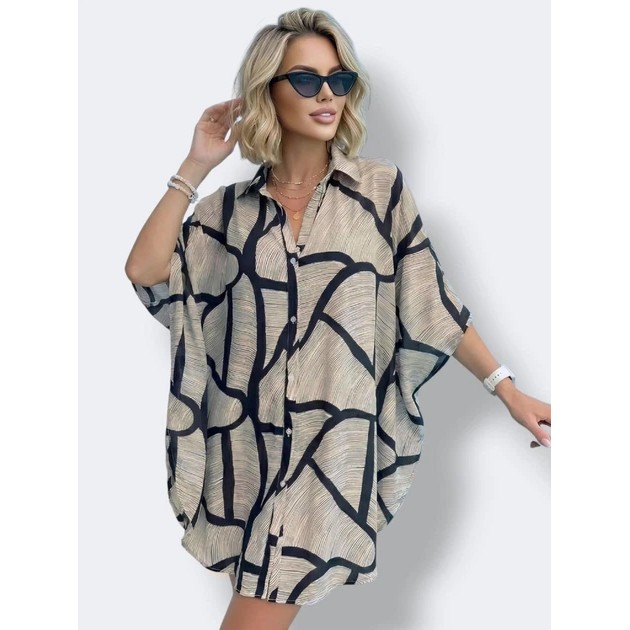 Black-Cream Beach Tunic by Z.Five — Stylish Cover-Up for Swimming