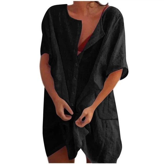 Stylisches Damen Strandpareo aus Baumwolle in Schwarz