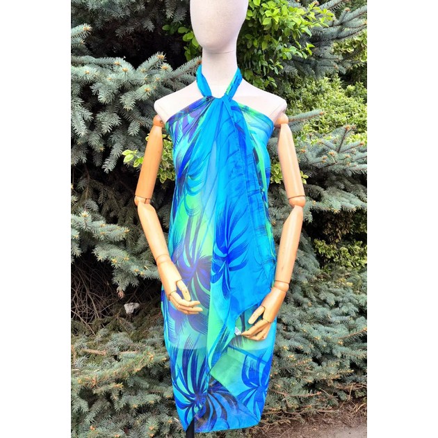 Leichter Adriana Sarong aus chiffon in Blau — stilvolles Strandaccessoire