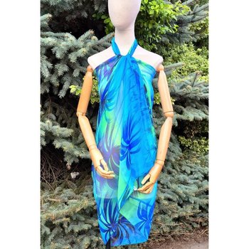 Lightweight Adriana Sarong in Blue Chiffon — Stylish Beach Accessory