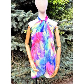 Light Chiffon Pareo in Blue and Pink Colors