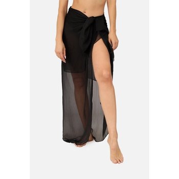 Women's Black Chiffon Pareo — Stylish Beach Accessory