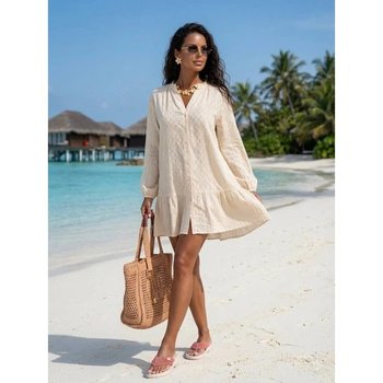 Women's Beach Tunic Dress Sea in Ivory Batiste — Lightweight and Stylish