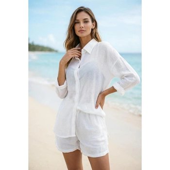 Beach Set Shirt and Shorts Fuba in White Cotton