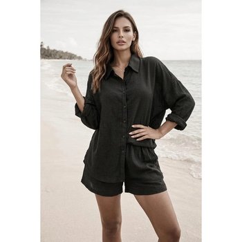 Beach Set Shirt and Shorts Fuba Black — Lightweight Cotton