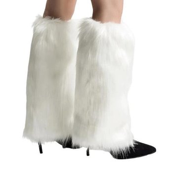 Fluffy White Legwarmers — Stylish Winter Accessory