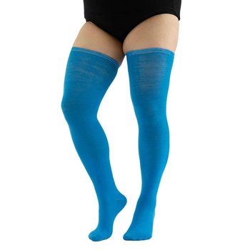 Plus Size Blue Knee-High Socks — Stylish Autumn Accessory