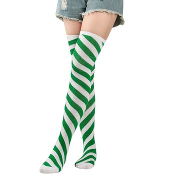 Women's Cotton Knee-High Socks — Spiral Stripe for Christmas