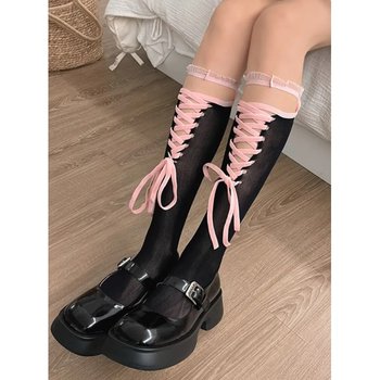 Korean Style ‘Lolita’ Black Thigh High Socks