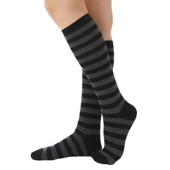 Knee-High Cotton Socks — Stylish Black and Grey Stripes