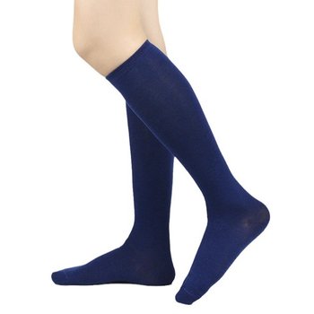 Women's Knee-High Solid Blue Socks