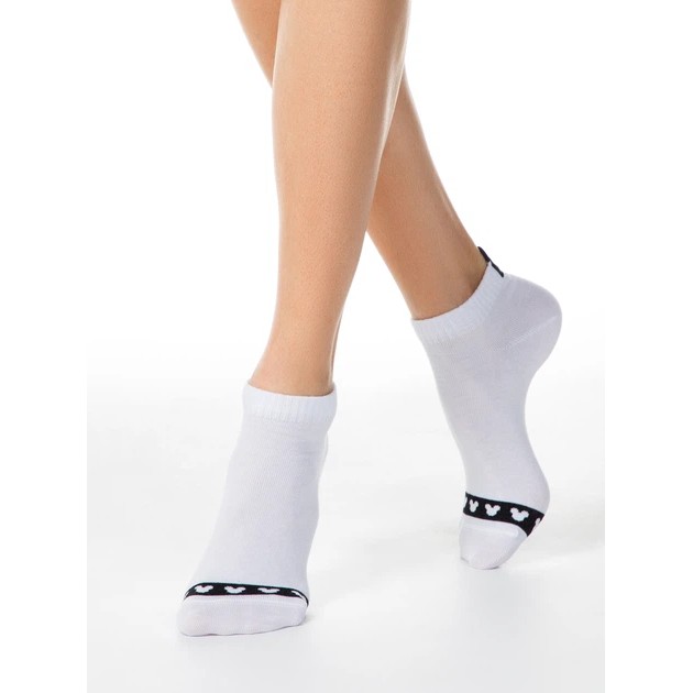 Damen Kurzsocken aus Baumwolle von Conte — Weiß mit Disney-Charakteren