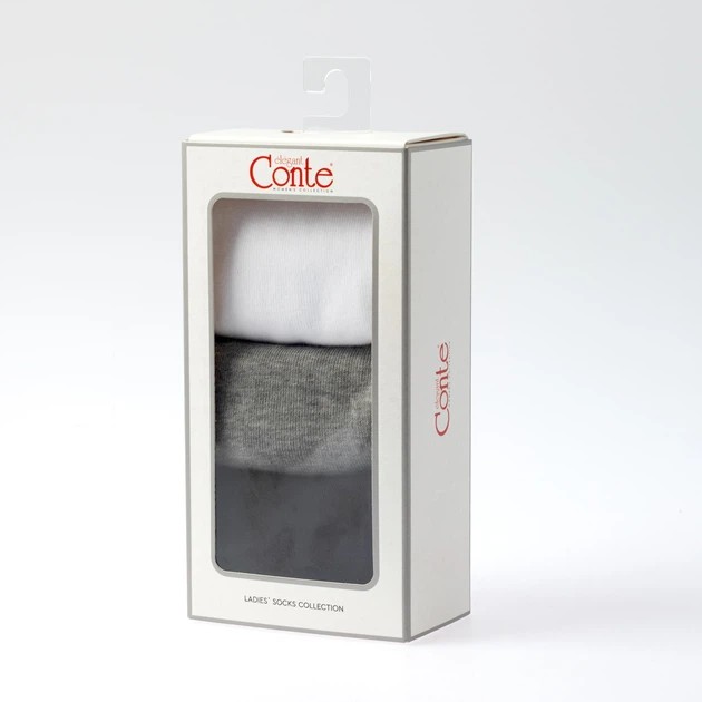 Conte Women's Sock Set — Cotton, White/Grey/Black