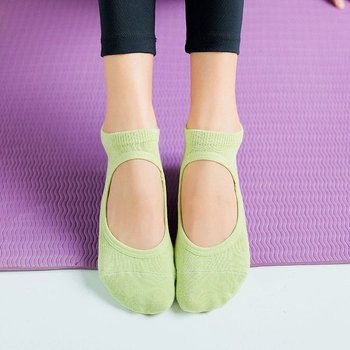 Non-Slip Yoga Socks with Window — Green Color