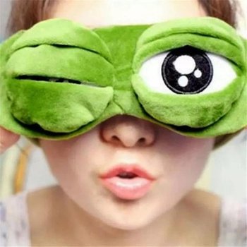 Pepe Frog Sleep Mask — Green Plush Unisex