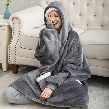 Oversized Hooded Blanket Huggle Hoodie — Gray Cozy Comfort