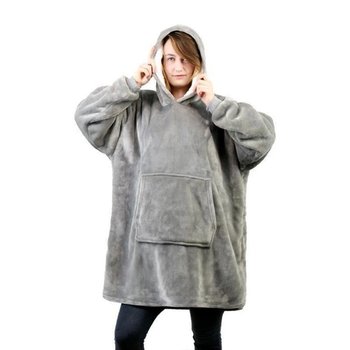 Huggle Hoodie Blanket Sweatshirt with Hood in Grey