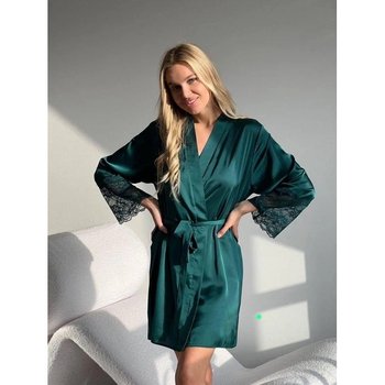 Women's Silk-Satin Robe in Green — Stylish Comfort for Home