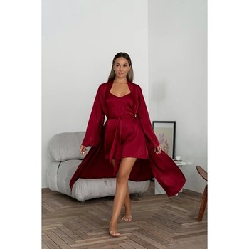 Women's Silk Robe and Nightgown in Burgundy