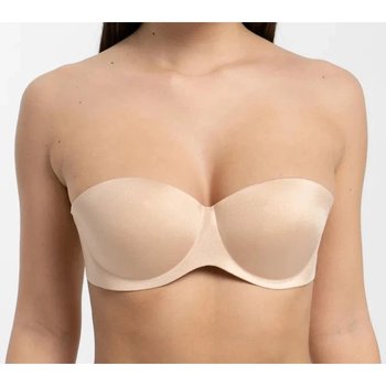 Seamless Bandeau Push-Up Bra in Beige