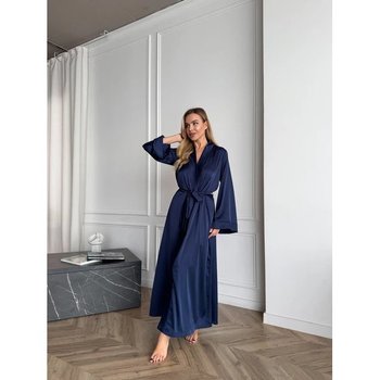 Women's Silk Robe and Nightgown in Dark Blue