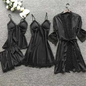 Ketrin Women's Satin Pajama Set — Elegant Black Comfort
