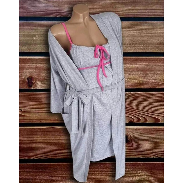 Maternity Robe and Nightgown Set — Comfortable Gray for Moms