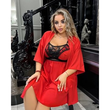 Robe and Nightgown Set — Red Comfortable Loungewear