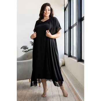 Women's Long Robe and Nightdress Set in Black