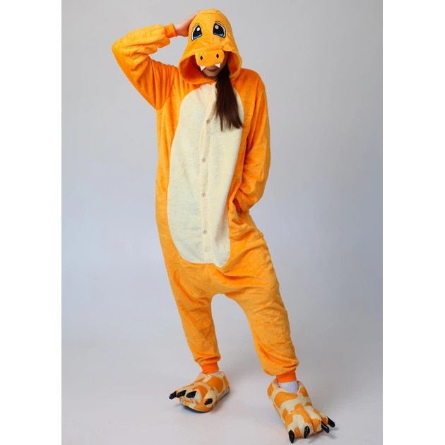 Pijama Kigurumi Dragón Charmander Naranja – Comodidad y Calidez