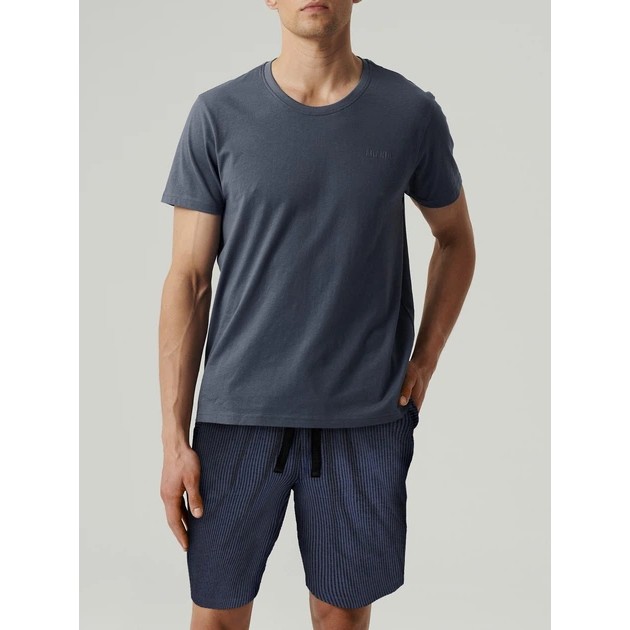 Herren Baumwoll-Pyjama-Set — Bequeme Nachtwäsche in Blau
