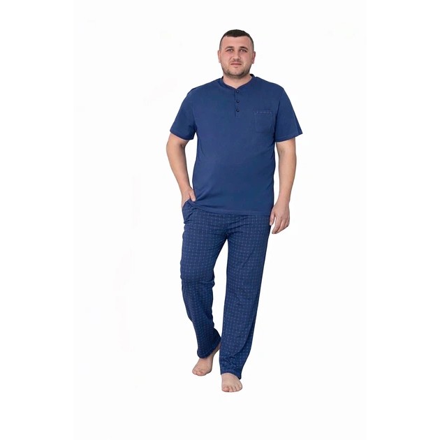 Pijama de algodón para hombre — conjunto elegante azul