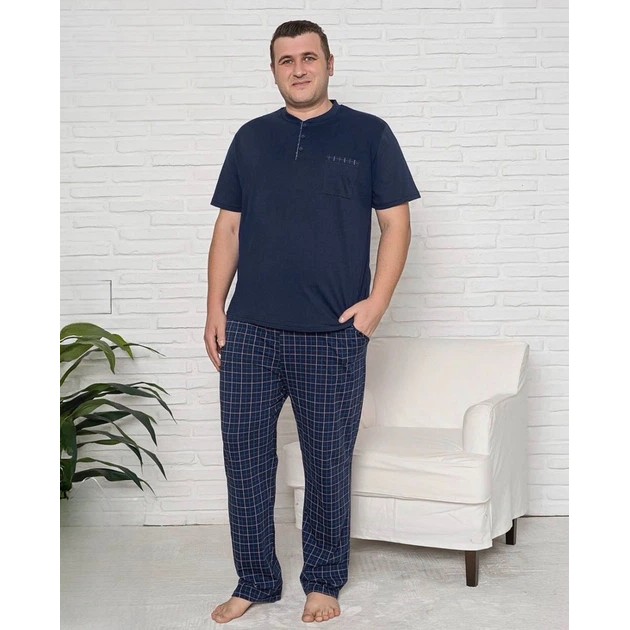 Men's Cotton Pajama PJM in Dark Blue — Comfortable Sleepwear
