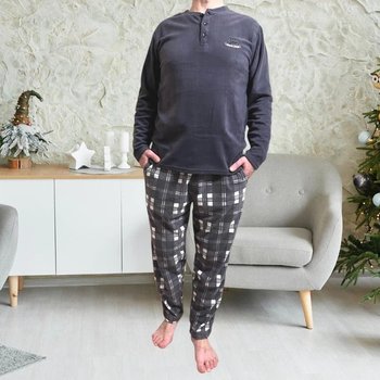 Men's Warm Fleece Pajama by SNC in Dark Gray