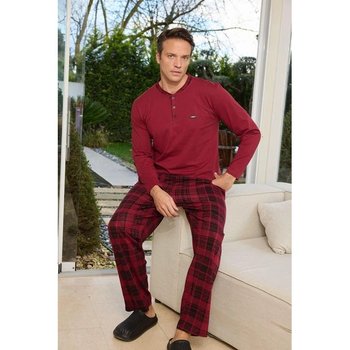 Men's Cotton Pajama 'Cameron' in Burgundy — Elegant Comfort
