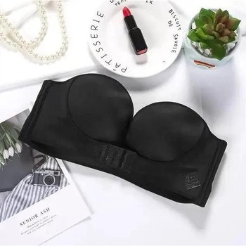 Black Push-Up Strapless Bandeau Bra