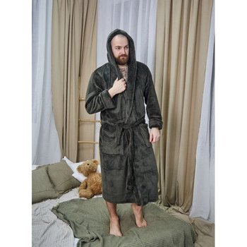 Men's Plush Bathrobe in Dark Khaki — Comfort and Style