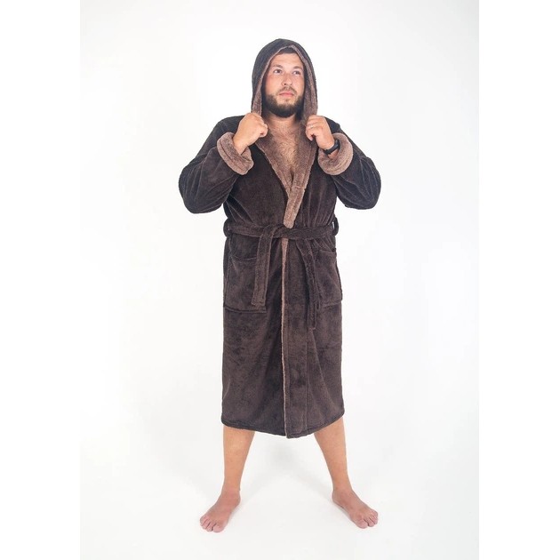 חלוק רחצה מפלנל חום לגברים – נוחות וסגנון
