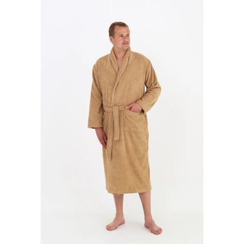 Men's Bathrobe in Beige — 100% Cotton Terry Cloth