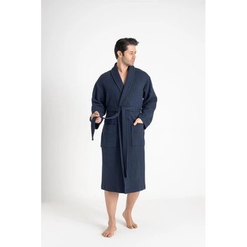 Men's Muslin Bathrobe Nusa in Blue — Comfort and Style