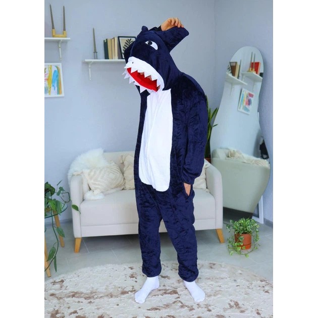 Männer Kigurumi Pyjama Haifisch in Dunkelblau — Komfort und Stil