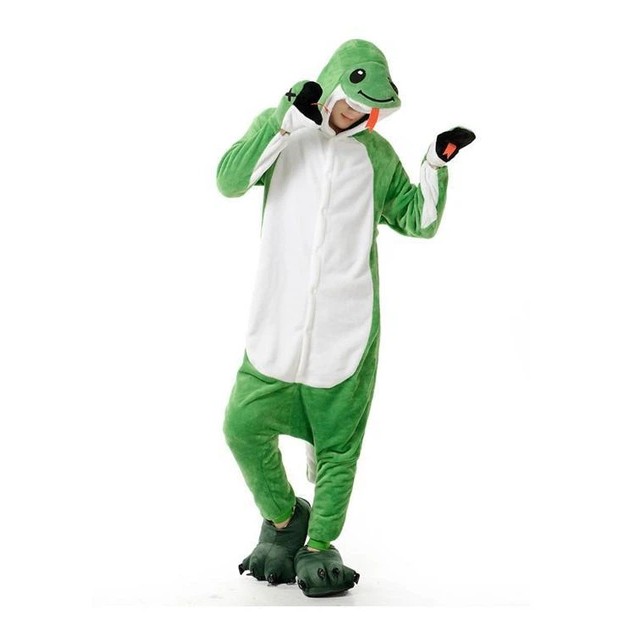Männlicher Kigurumi in Grün — Gemütlicher Schlafanzug für Zuhause