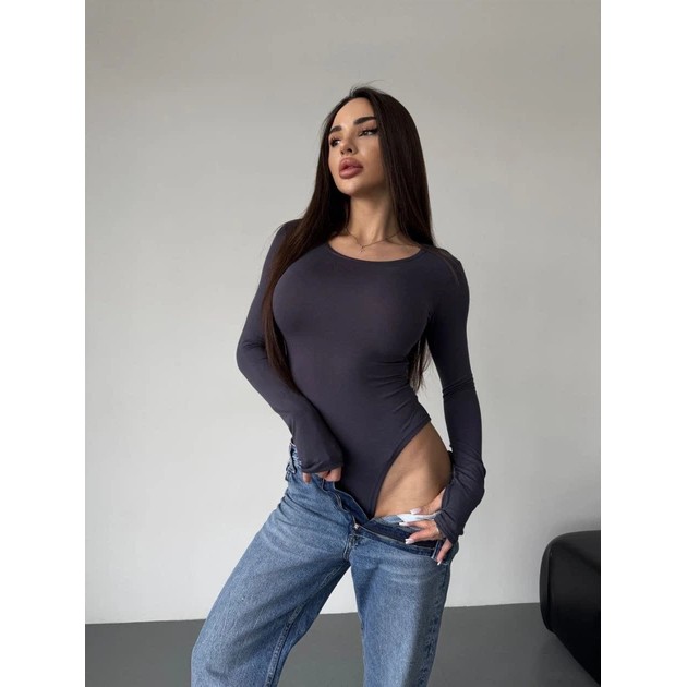 بودي نسائي Uaclothes باللون الرمادي من قماش الفيسكوز الناعم
