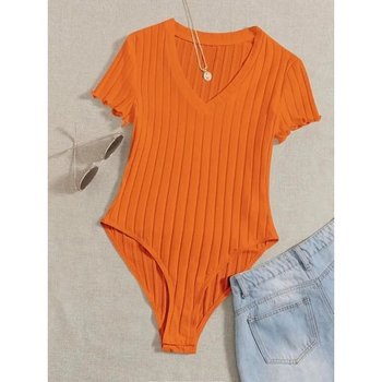 Podolyanka Orange V-Neck Bodysuit for Women