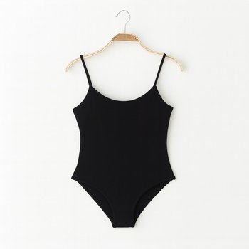Black Cotton Bodysuit with Thin Straps — Comfort and Style