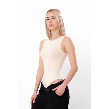 Women's Cotton Bodysuit Tank Top — Comfortable Beige Basic