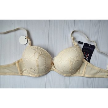 Biweier Lace Push-Up Bra in Beige